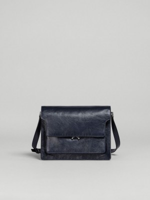 Marni Trunk Soft Large Bag Cuero Azules | EMXHC11797