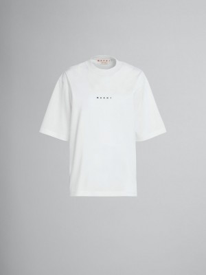 Marni T-shirt In White Bio Algodon With Logo Blancos | MXQAV88344