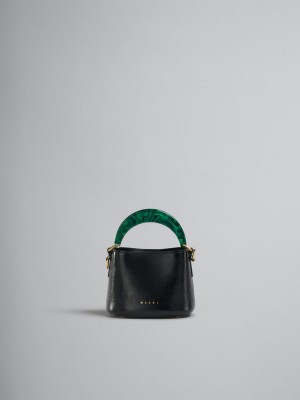 Marni Venice Mini Bucket Bag Charol Cuero Negros | SMXVO44980