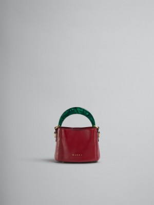 Marni Venice Mini Bucket Bag Charol Cuero Rojos | MXNZX13983