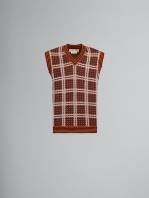 Marni V-neck Vest With '50s Check Rojos | MXQAV48312