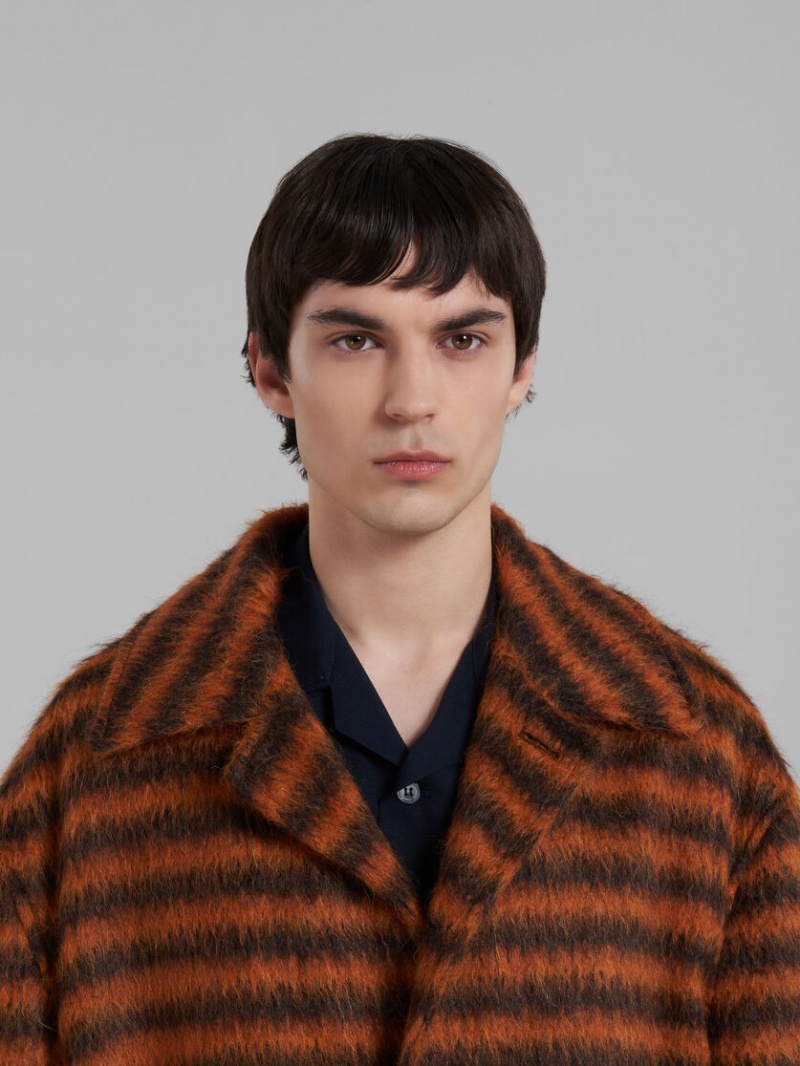 Marni A Rayas Mohair Caban Coat Naranjas | ZMXNQ66640