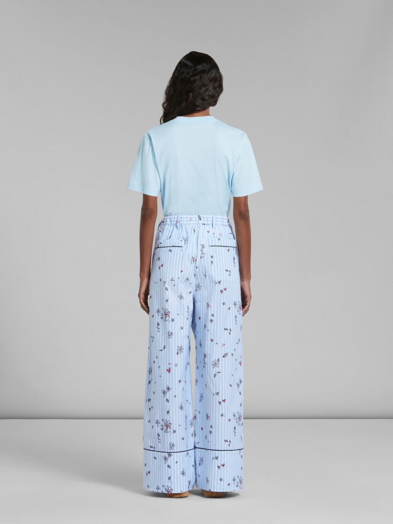 Marni A Rayas Pyjama Trousers With Magic Garden Print Azules | MXCIF96899