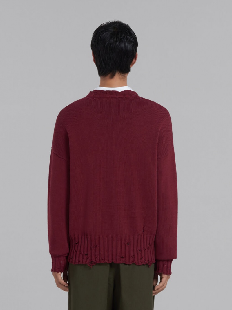 Marni Algodon Crewneck Sueter Rojos | MXEGJ97324