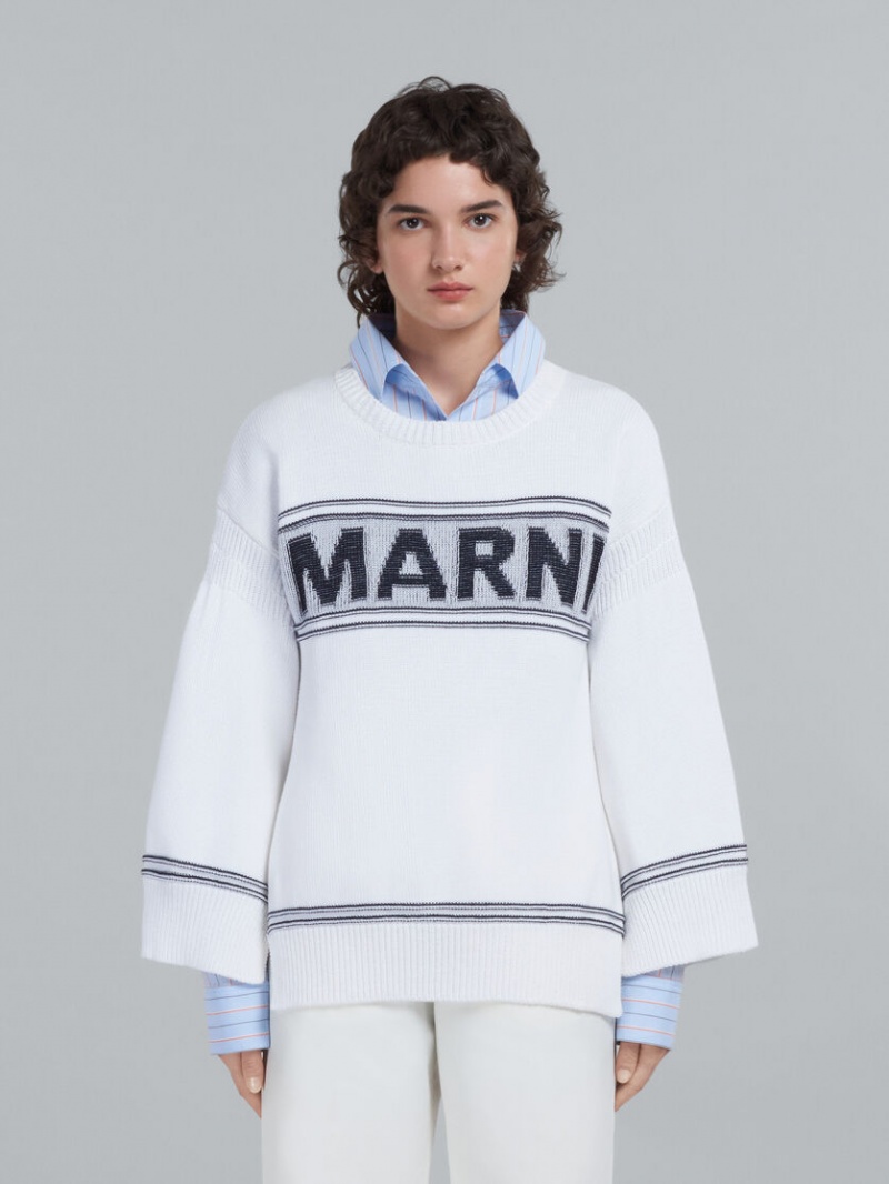 Marni Algodon Sueter With Logo Blancos | EMXHC26740