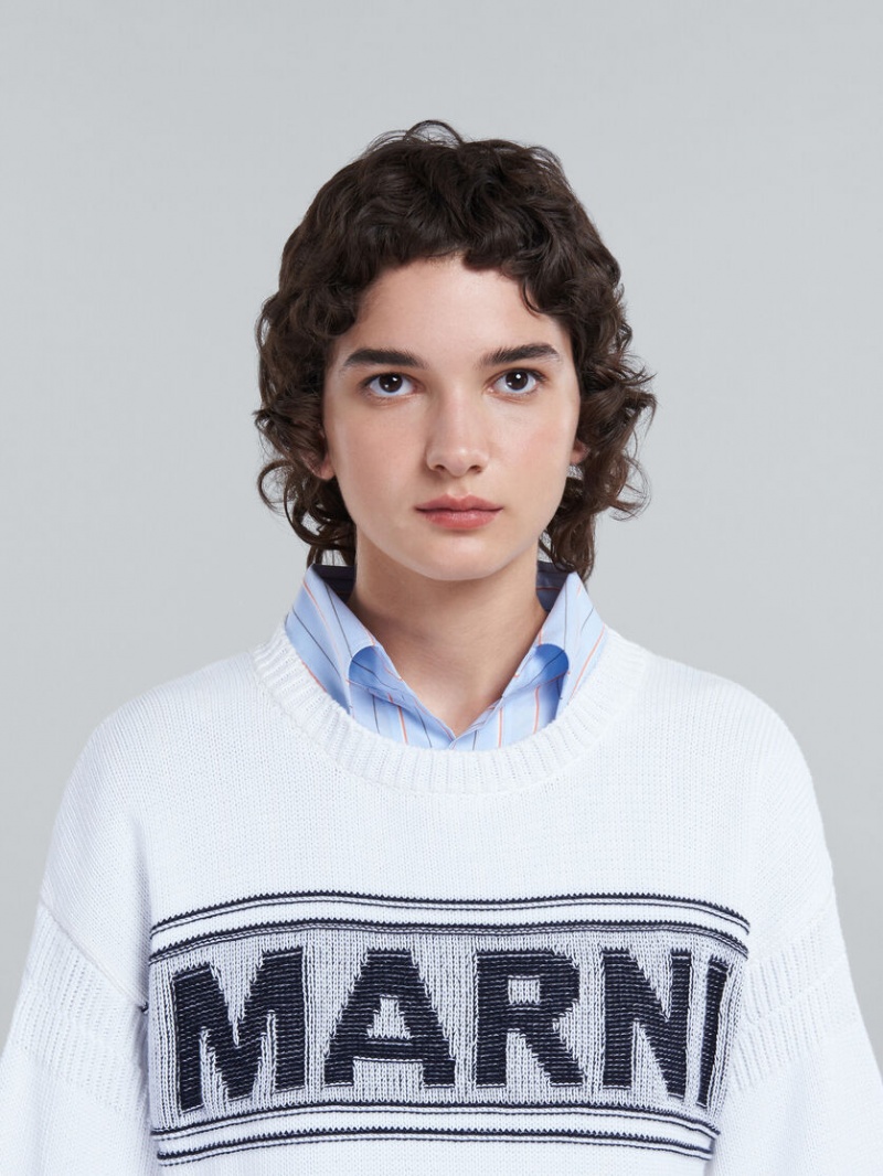 Marni Algodon Sueter With Logo Blancos | EMXHC26740