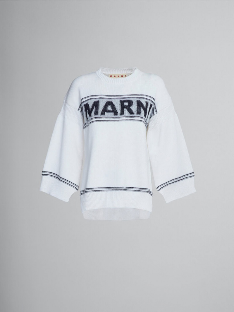 Marni Algodon Sueter With Logo Blancos | EMXHC26740