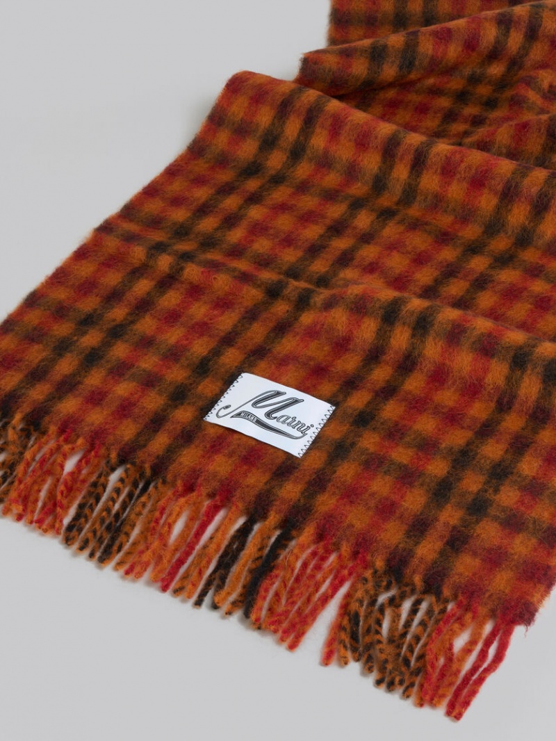 Marni Alpaca And Mohair Check Scarf Naranjas Claro | ZMXMJ54173