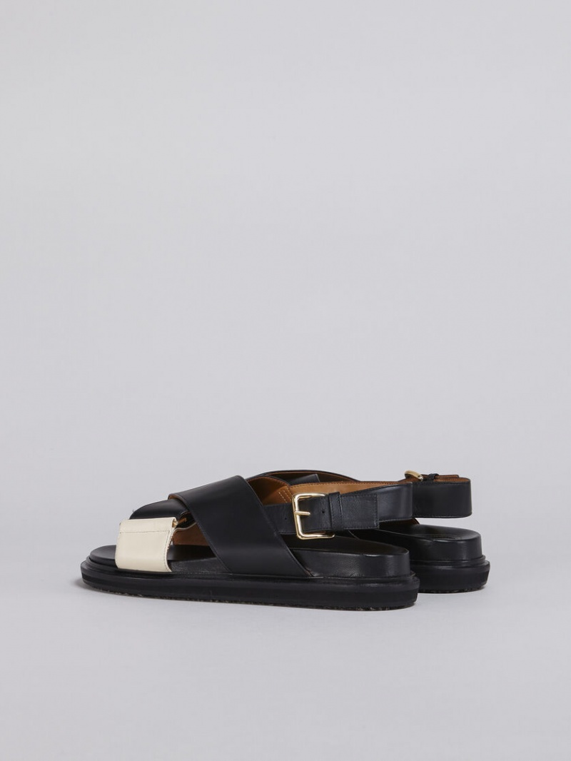 Marni And White Cuero Fussbett Negros Blancos | MXDFL75441