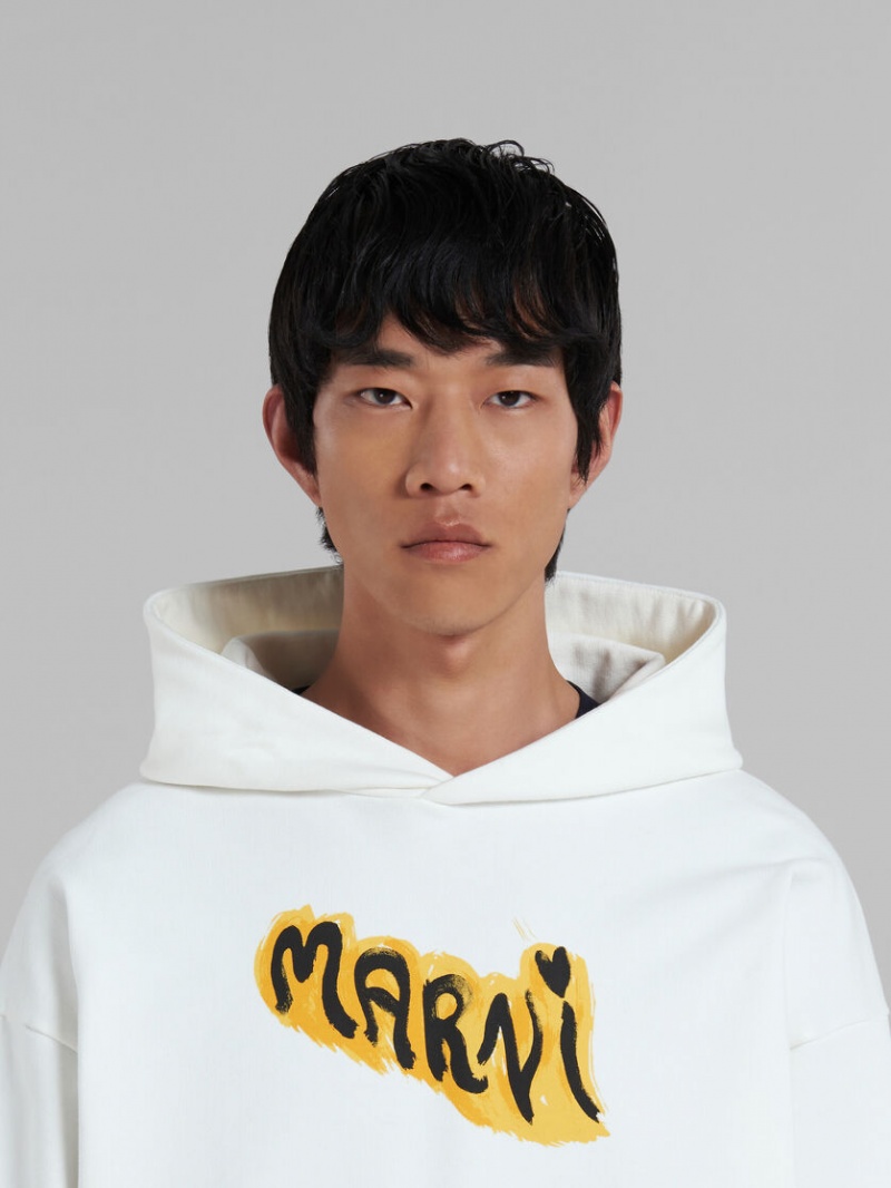 Marni Bio Algodon Hoodie With Graffiti Prints Blancos | MXEGJ89231