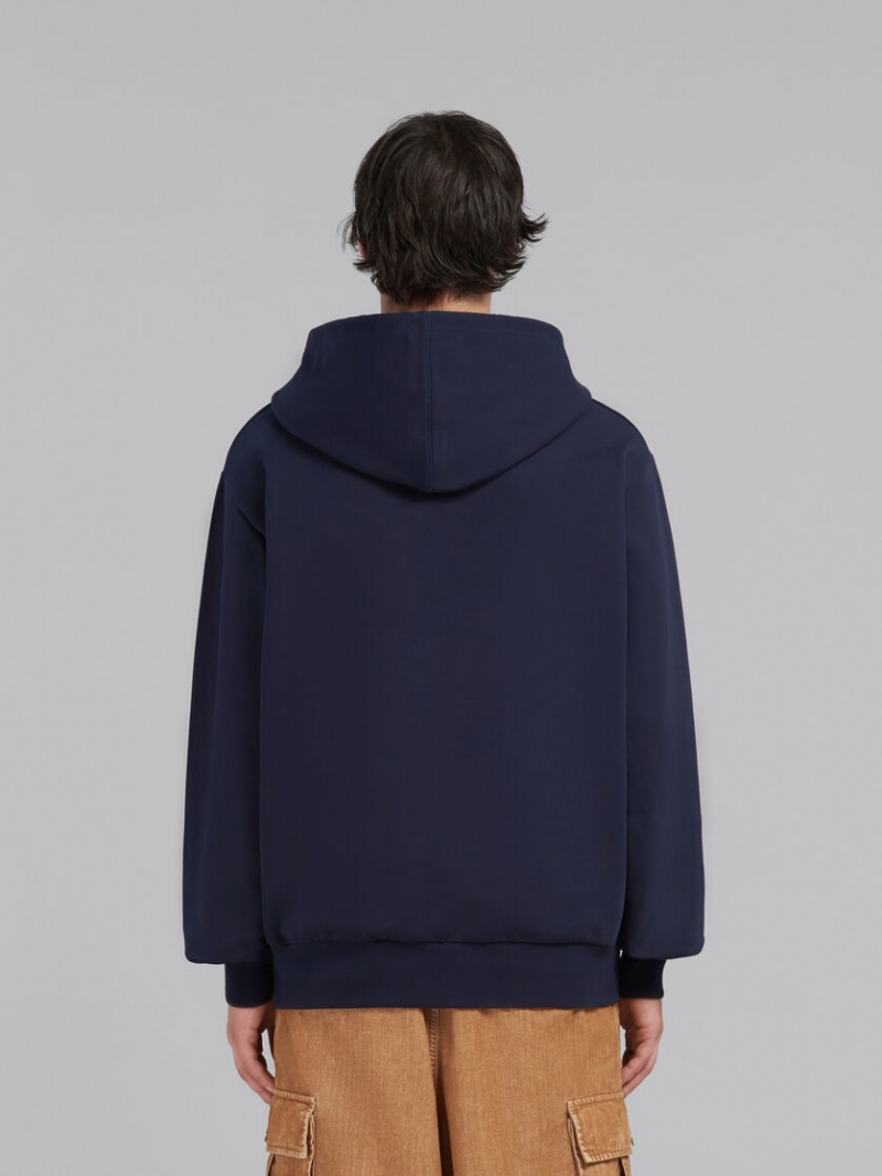 Marni Bio Algodon Hoodie With Marni Print Azules | PMXER55782