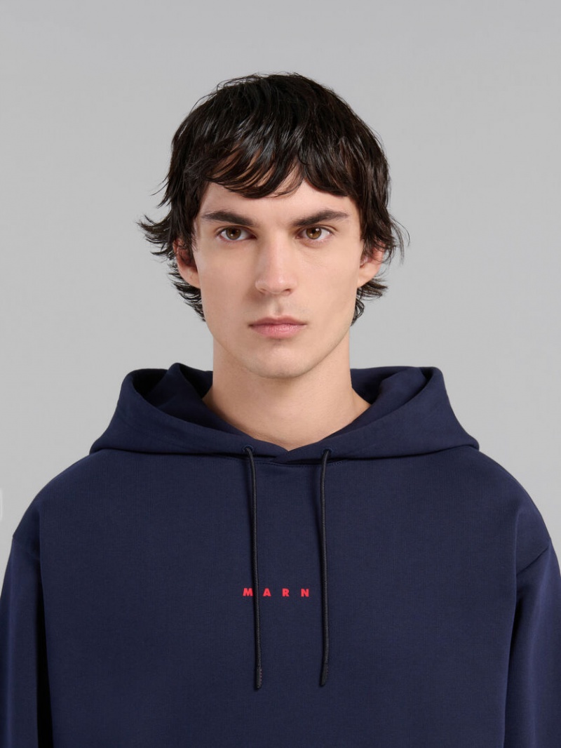 Marni Bio Algodon Hoodie With Marni Print Azules | PMXER55782