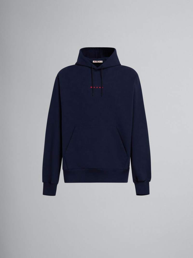 Marni Bio Algodon Hoodie With Marni Print Azules | PMXER55782