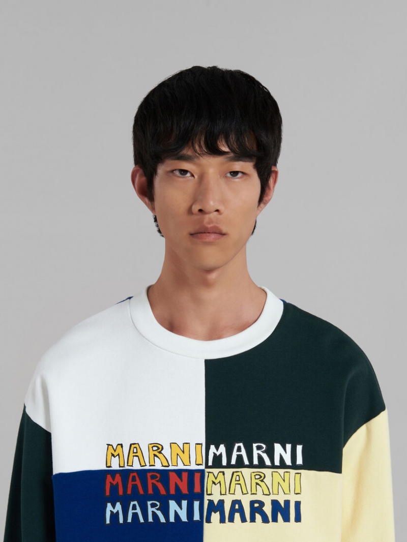 Marni Bio Algodon Sweatshirt With Multi-logo Print Multicolor | XMXBH54086