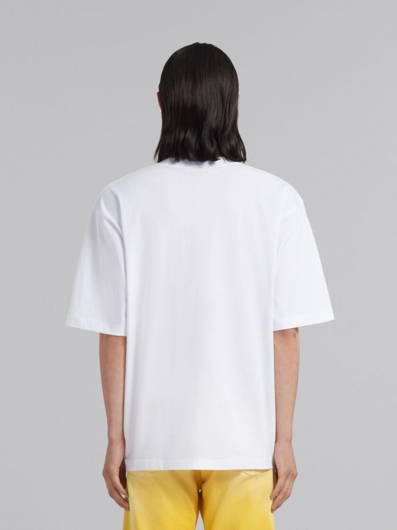 Marni Bio Algodon T-shirt With Circular Logo Blancos | MXDYB82704