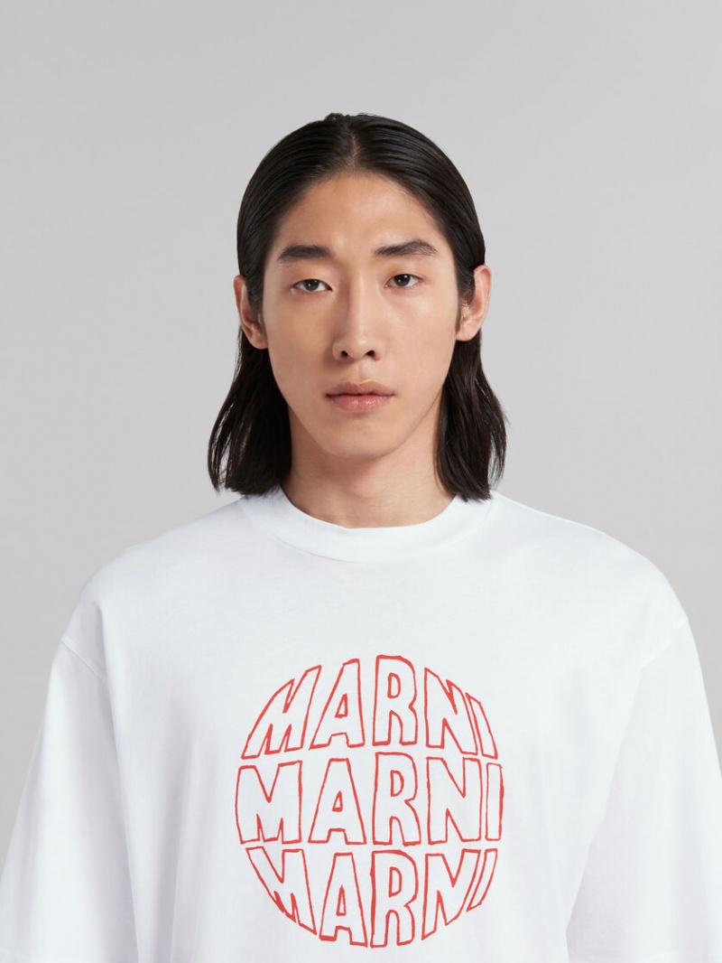 Marni Bio Algodon T-shirt With Circular Logo Blancos | MXDYB82704