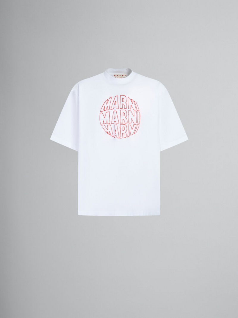 Marni Bio Algodon T-shirt With Circular Logo Blancos | MXDYB82704