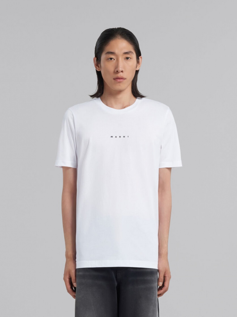 Marni Bio Algodon T-shirt With Logo Blancos | TMXPQ48050