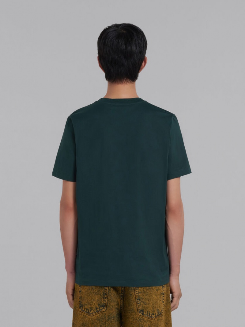 Marni Bio Algodon T-shirt With Marni Patch Verdes | MMXFT21746