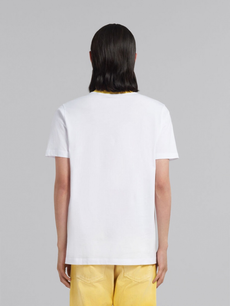 Marni Bio Algodon T-shirt With Polka-dot Logo Blancos | GMXUC85659