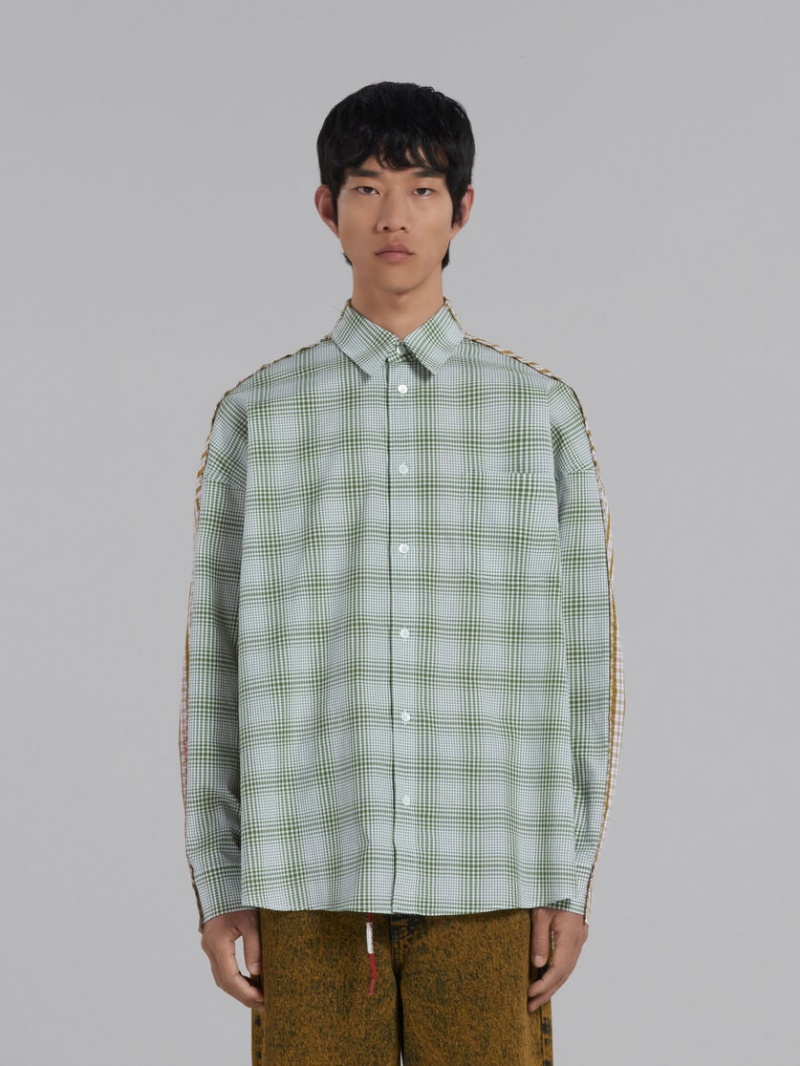 Marni Bio Poplin Shirt With Contrasting Checks Verdes | EMXVG64440