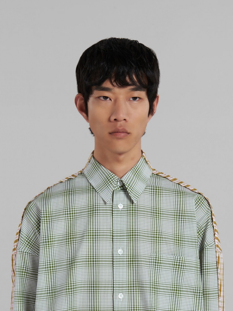 Marni Bio Poplin Shirt With Contrasting Checks Verdes | EMXVG64440