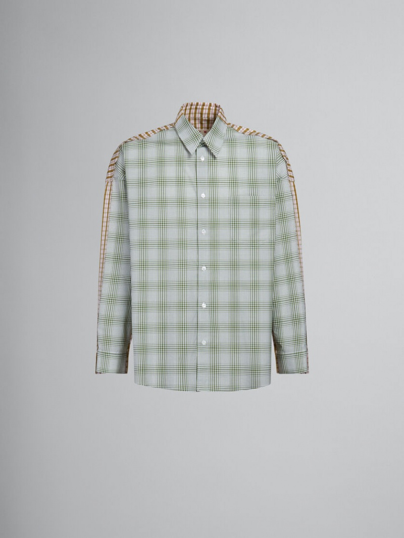 Marni Bio Poplin Shirt With Contrasting Checks Verdes | EMXVG64440