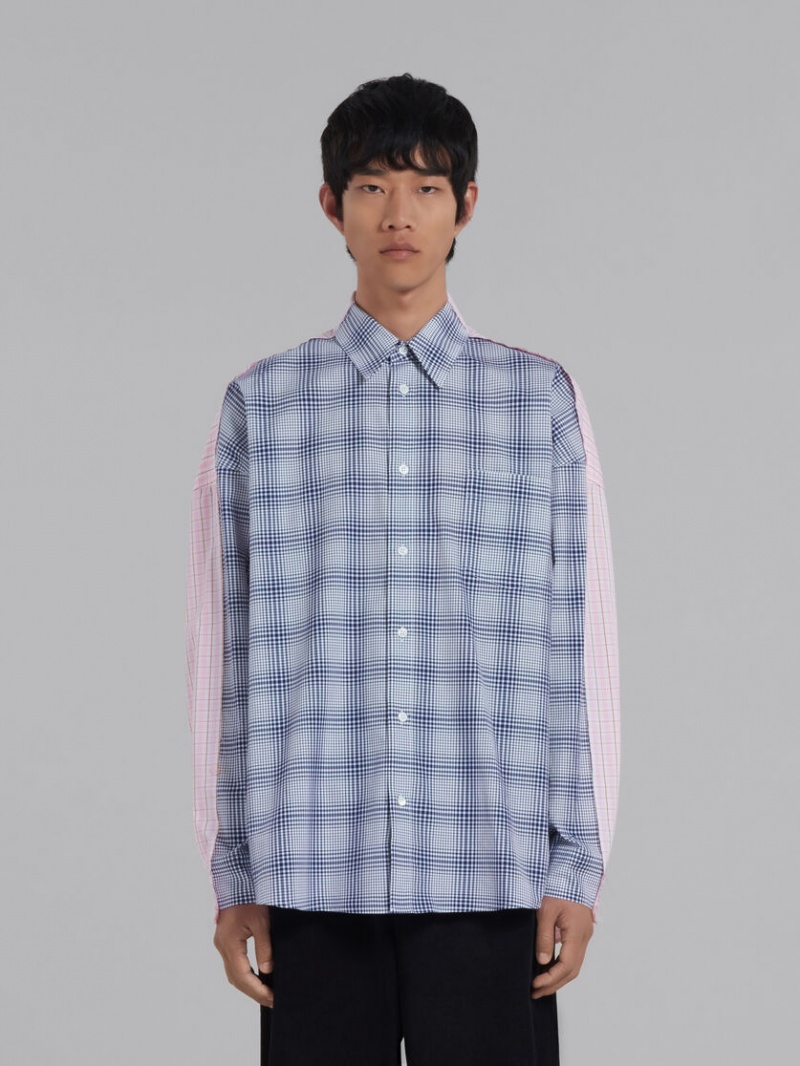 Marni Bio Poplin Shirt With Contrasting Checks Azules | QMXWA17038