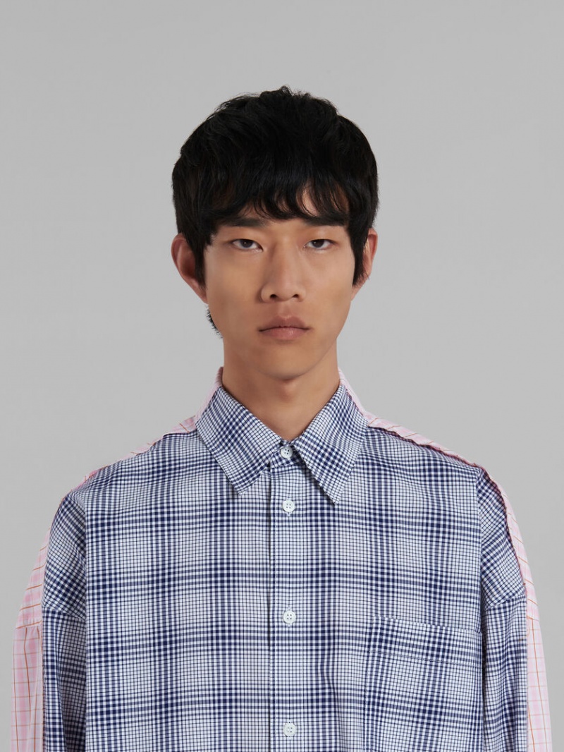 Marni Bio Poplin Shirt With Contrasting Checks Azules | QMXWA17038