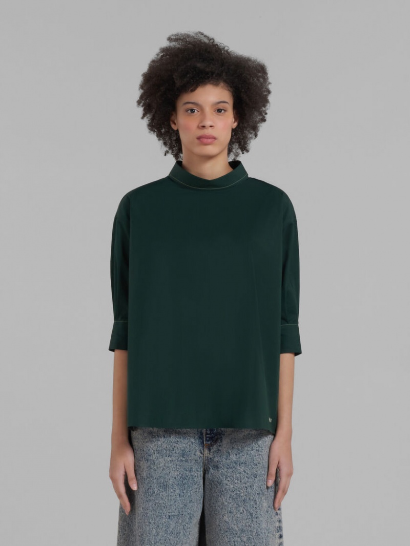 Marni Bio Poplin Top With Open Back Verdes | SMXNY74029