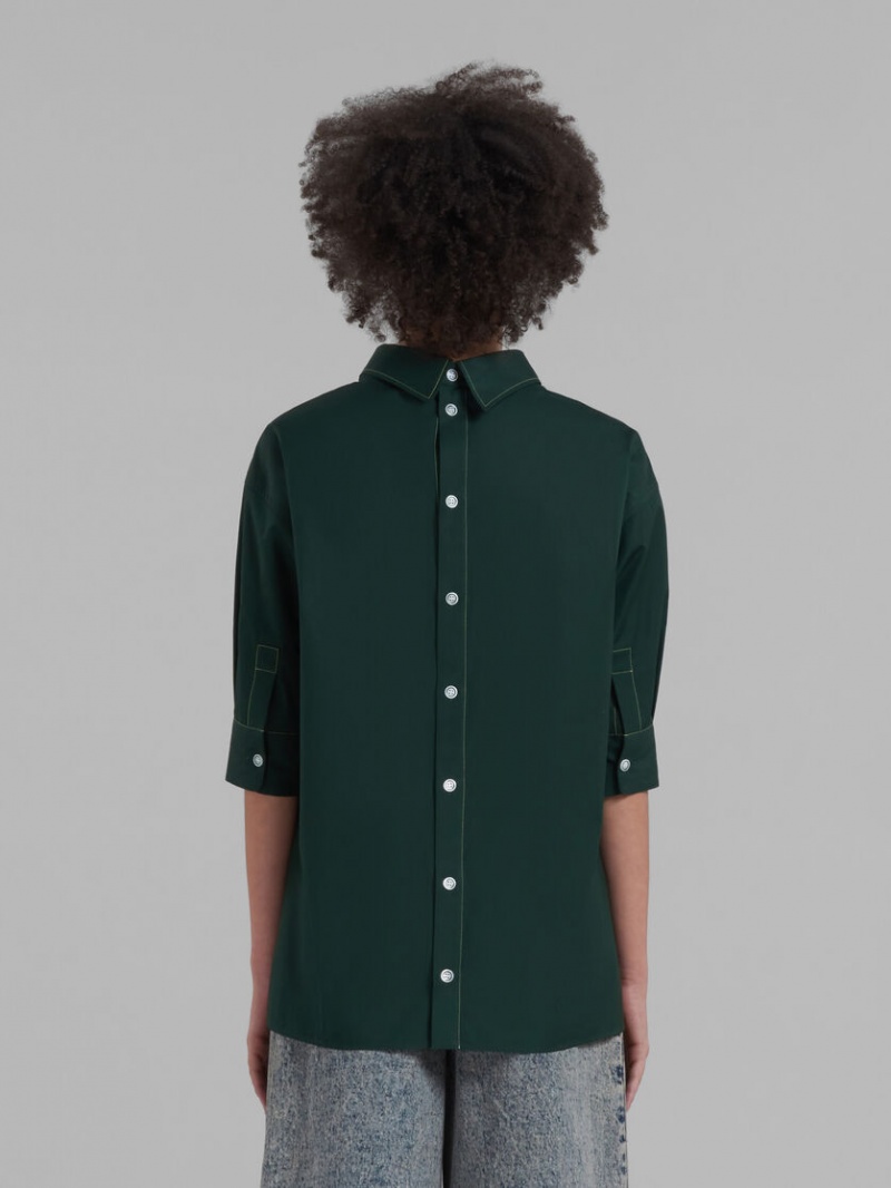 Marni Bio Poplin Top With Open Back Verdes | SMXNY74029