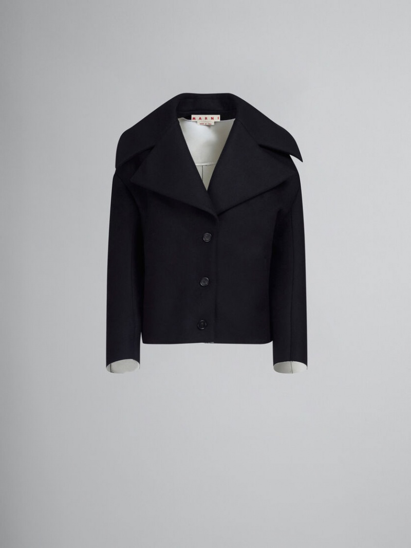 Marni Bonded Lana And Felt Cocoon Jacket Negros | AMXDF36578