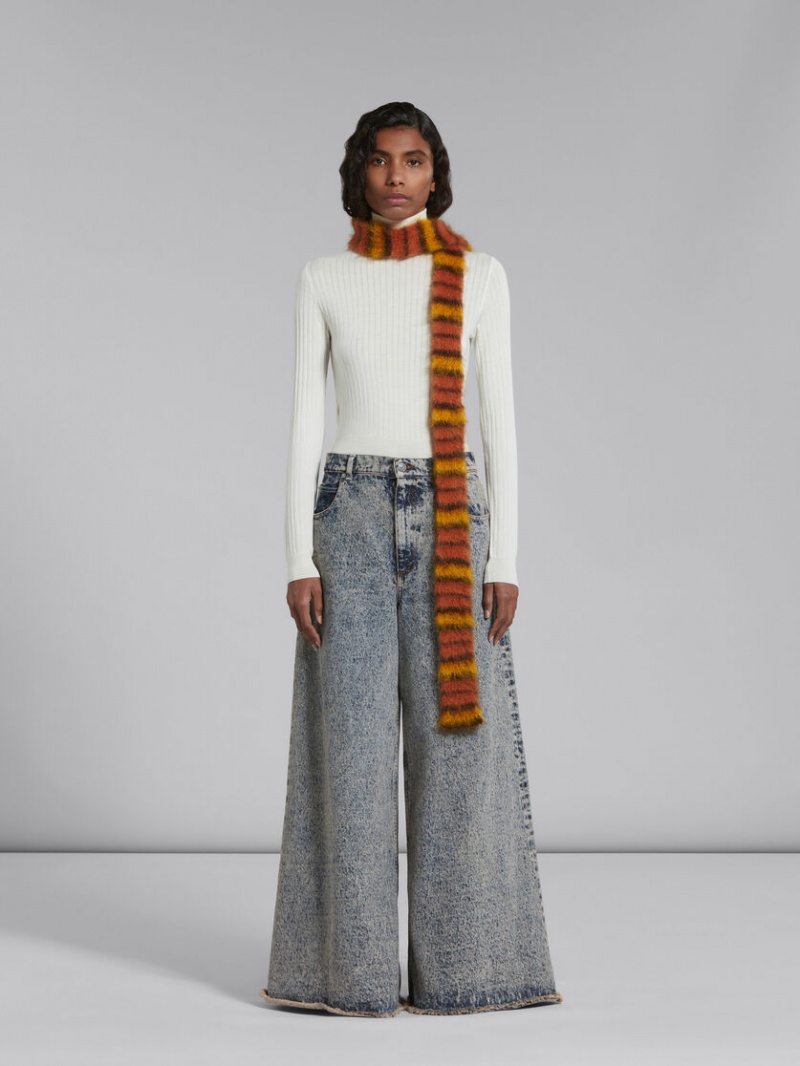 Marni Brushed Mohair And Lana Scarf Naranjas Marrom | ZMXNQ86278