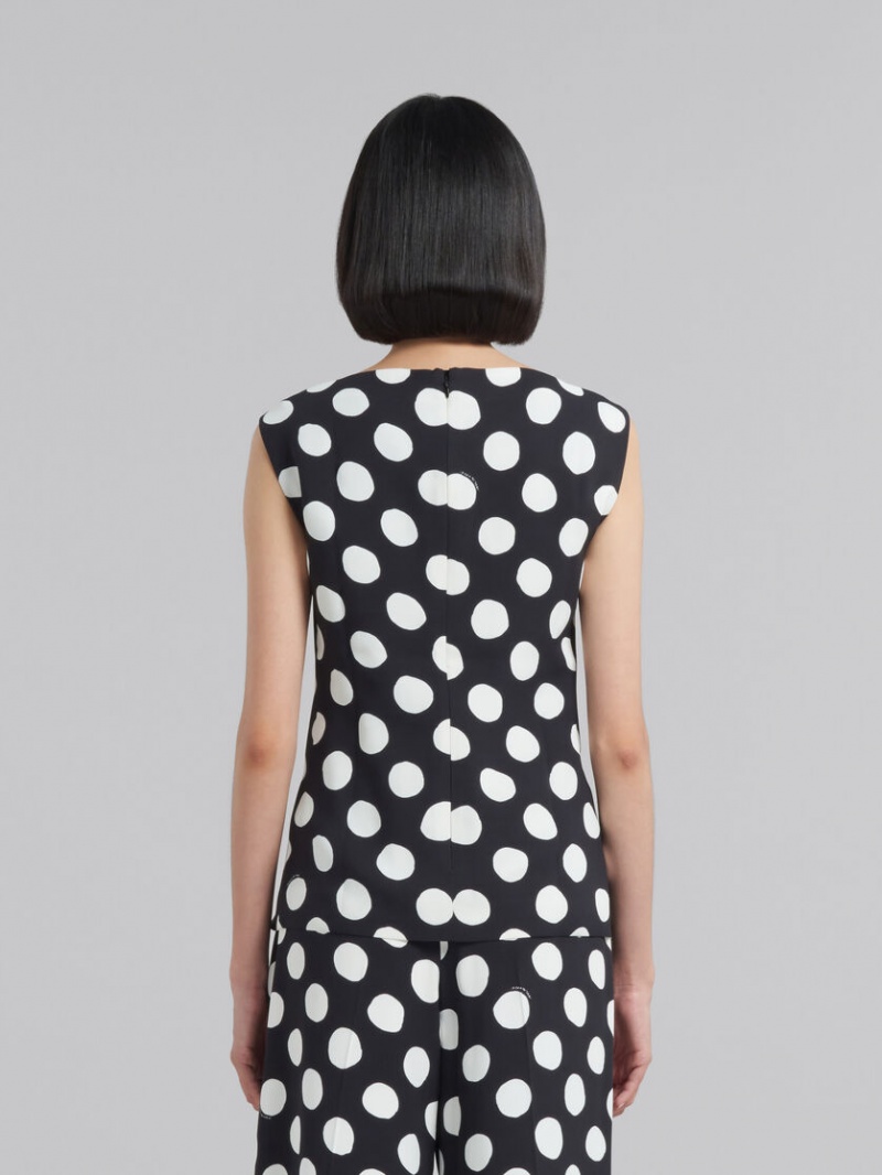 Marni Cady Barco-neck Top With Polka Dots Negros | MXNZX99739