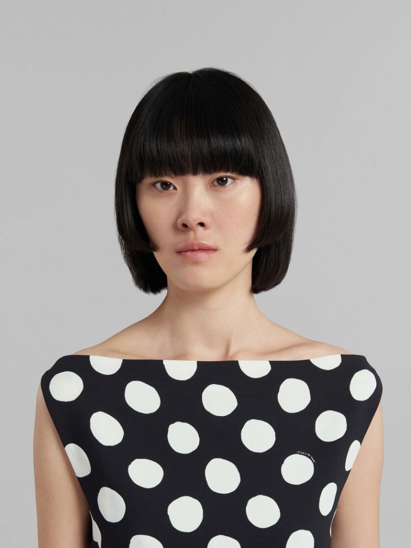 Marni Cady Barco-neck Top With Polka Dots Negros | MXNZX99739