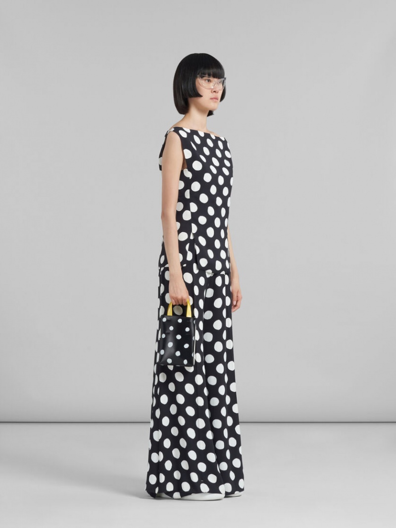 Marni Cady Barco-neck Top With Polka Dots Negros | MXNZX99739