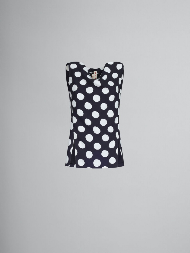 Marni Cady Barco-neck Top With Polka Dots Negros | MXNZX99739