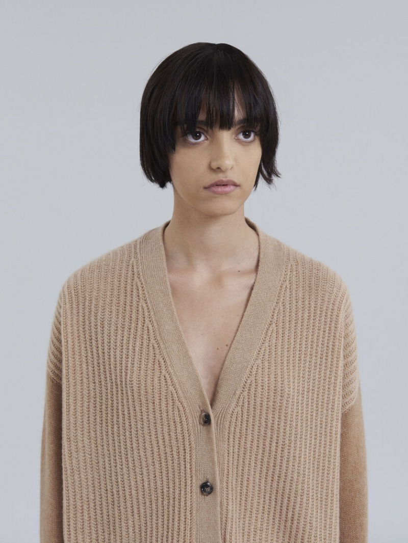 Marni Cashmere V-neck Cardigan Marrom | YMXGT30590