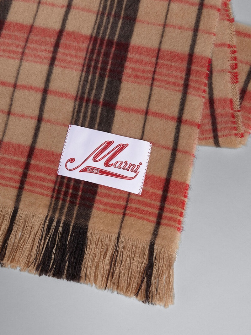 Marni Check Lana Scarf Marrom | MXCVG68450