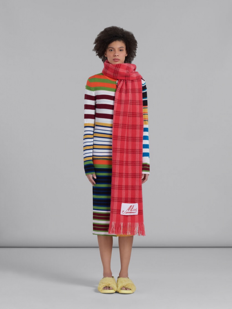 Marni Check Lana Scarf Rosas Rosas | MMXFT52255