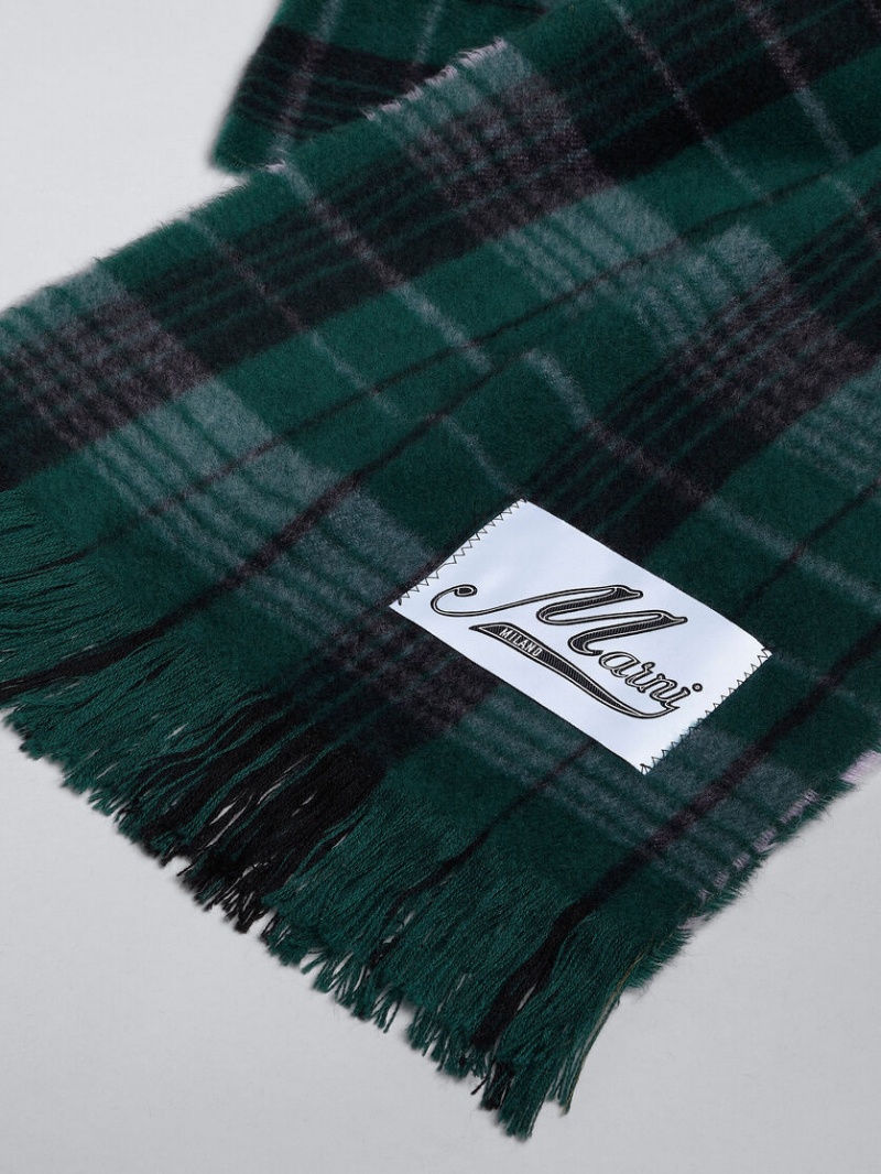 Marni Check Lana Scarf Verdes | LMXSX20435