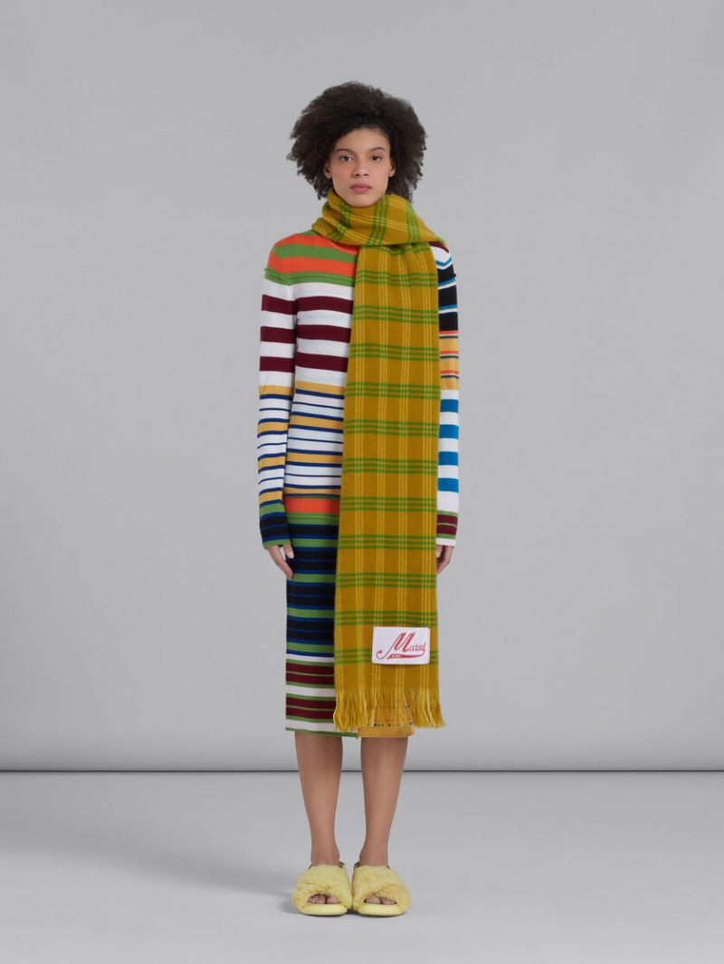 Marni Check Lana Scarf Verdes | MXNEJ34480