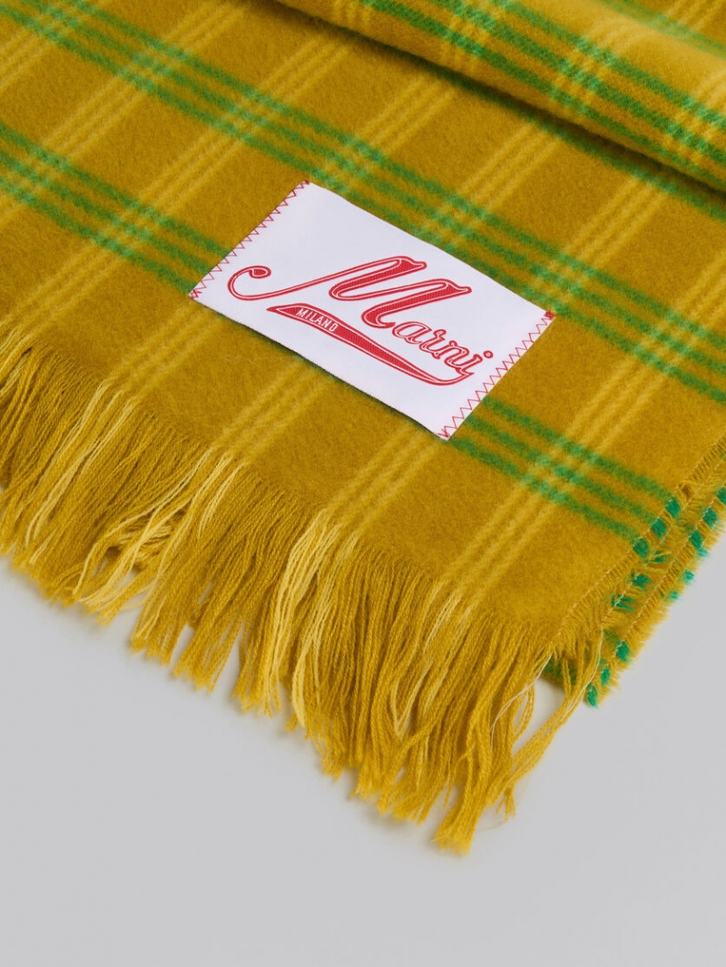 Marni Check Lana Scarf Verdes | MXNEJ34480