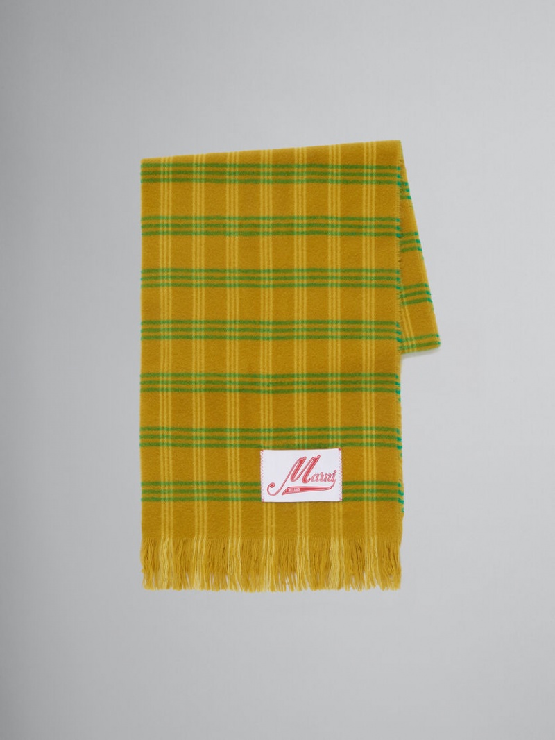 Marni Check Lana Scarf Verdes | MXNEJ34480