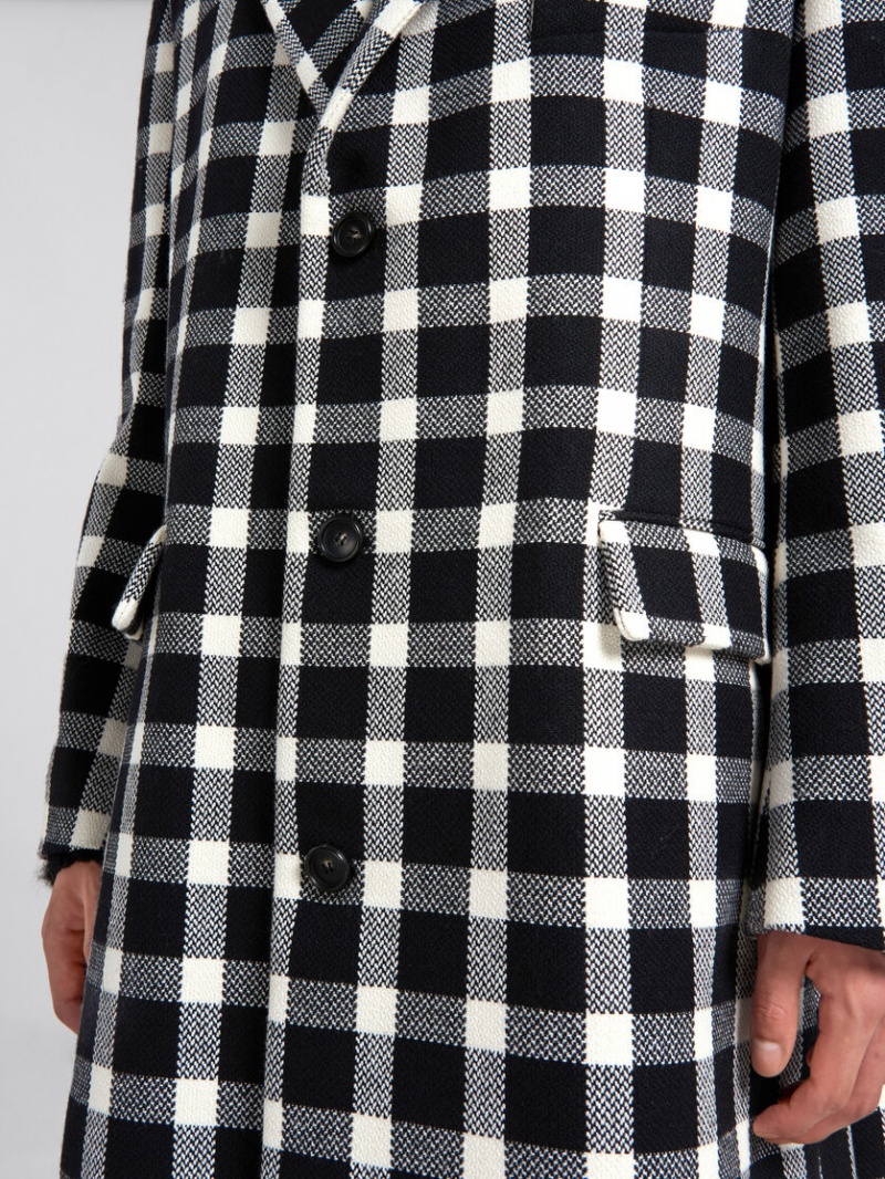 Marni Checked Lana Coat Negros | QMXWA81942