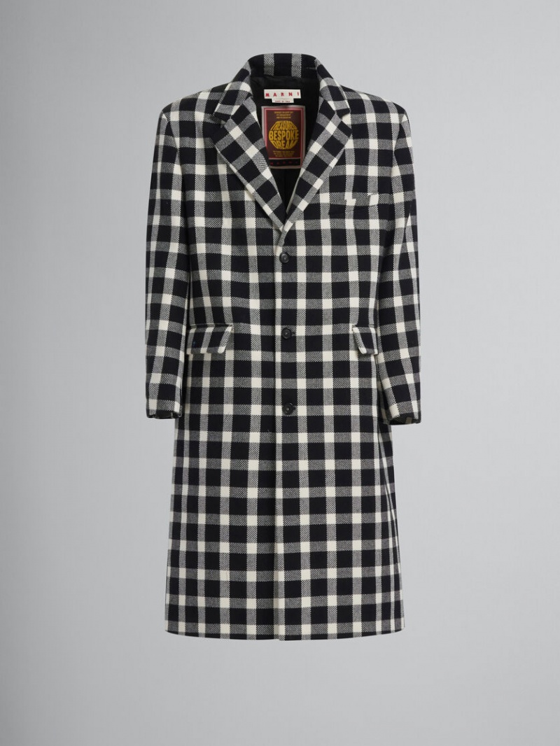 Marni Checked Lana Coat Negros | QMXWA81942