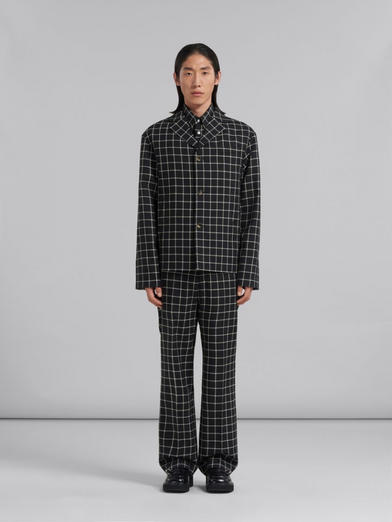 Marni Checked Lana Jacket Negros | PMXER55075