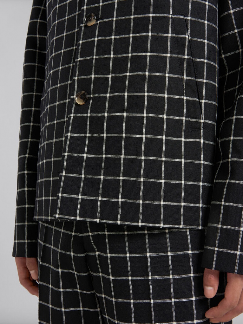 Marni Checked Lana Jacket Negros | PMXER55075