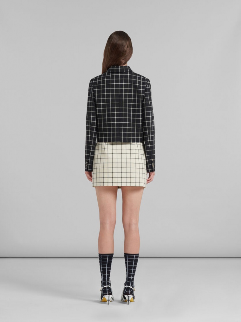 Marni Checked Lana Mini Skirt Blancos | MMXHR72771