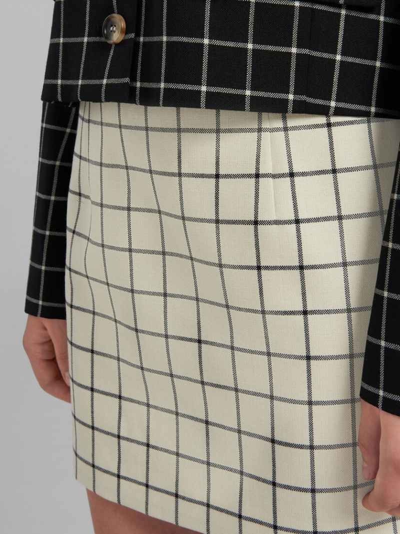 Marni Checked Lana Mini Skirt Blancos | MMXHR72771